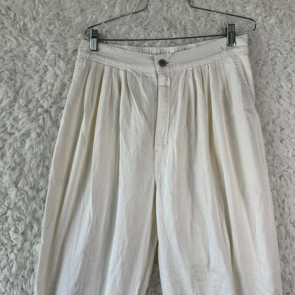 Levis Pleated Tapered Ballon Pants 28 White High Rise Minimalist Coastal Boho‎